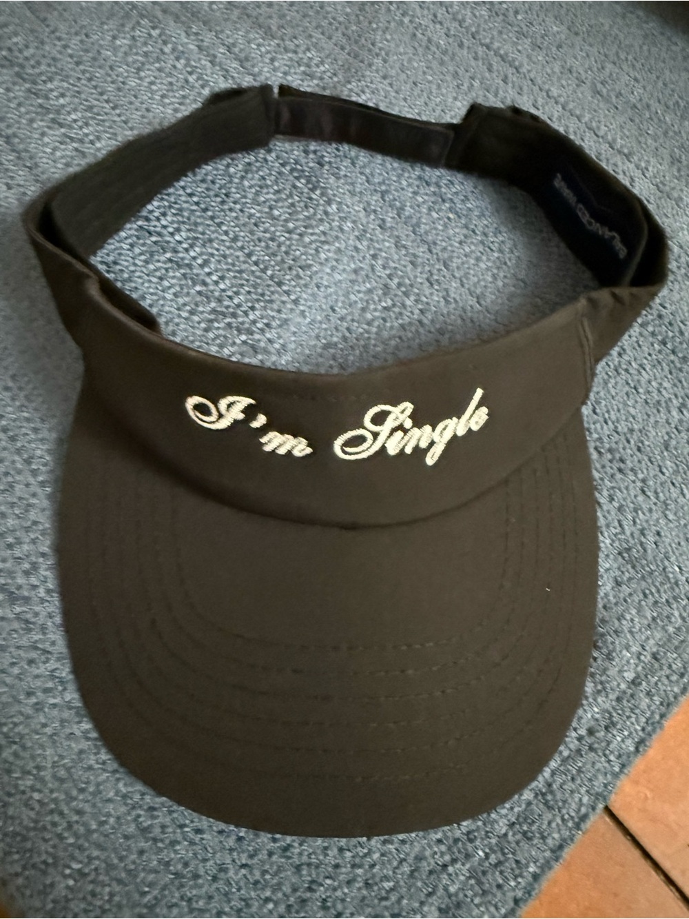Black Visor Cap with "I'm Single" Embroidery